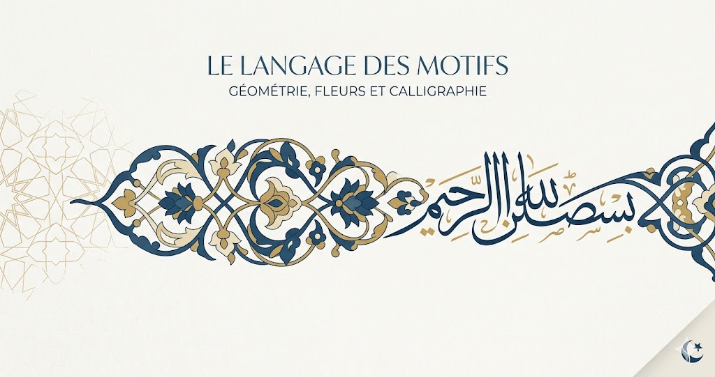 langage des motifs géométrie, fleurs et calligraphie