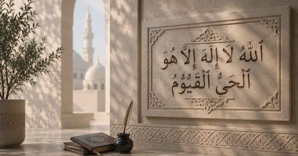 Un verset gravé dans la pierre et dans la calligraphie