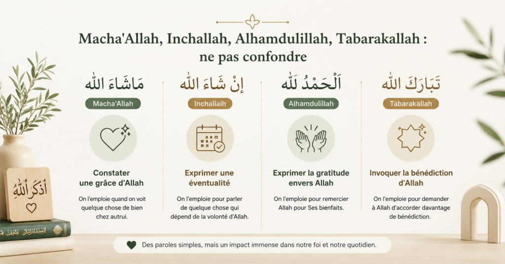 Macha'Allah Inchallah Alhamdulillah Tabarakallah ne pas confondre
