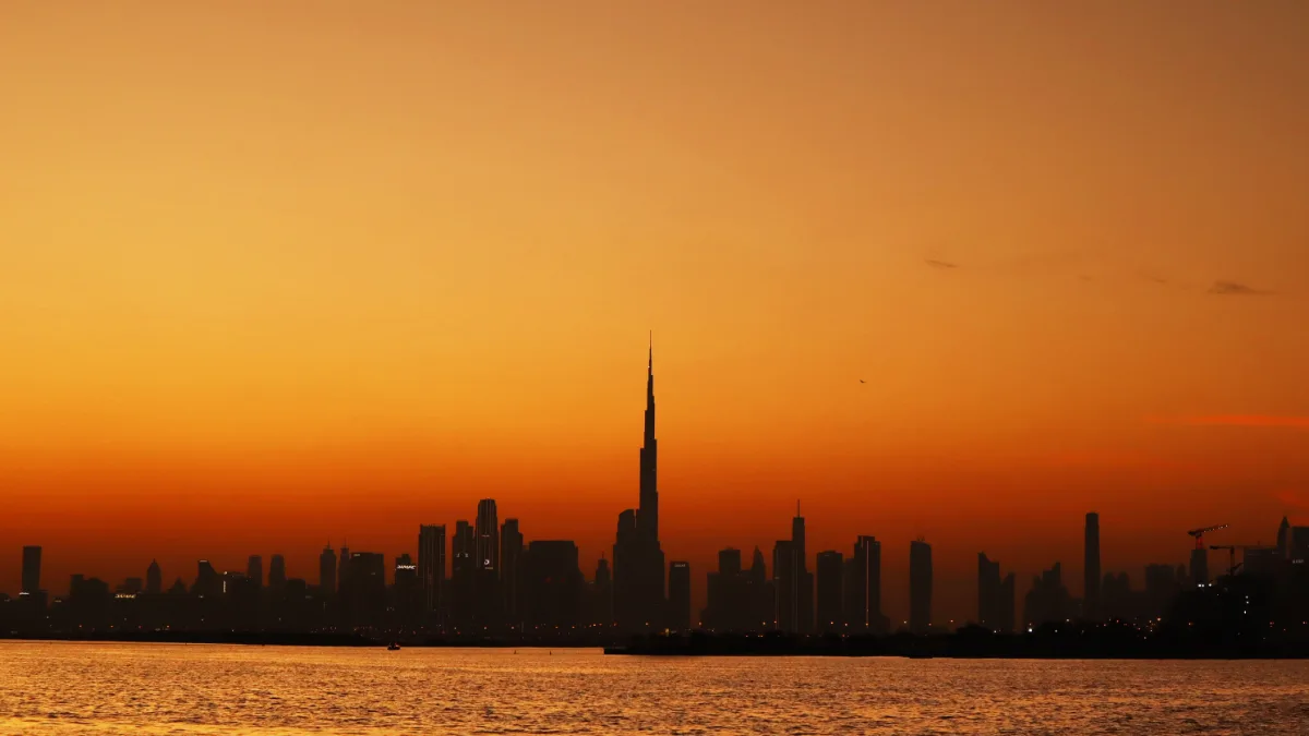 Skyline Dubaï avec Burj Khalifa et Burj Al Arab, vue aérienne