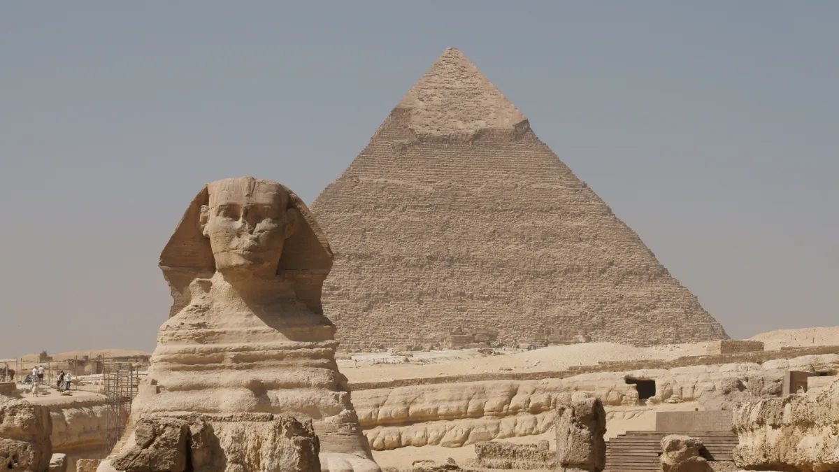 Pyramide Khéops + Sphinx au lever du soleil
