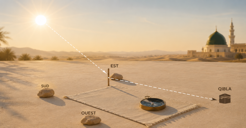 Trouver la Qibla avec le soleil, sans téléphone