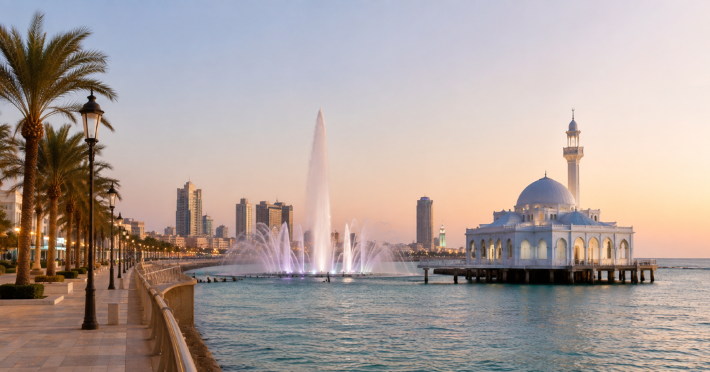 Corniche mosquée flottante et la fontaine