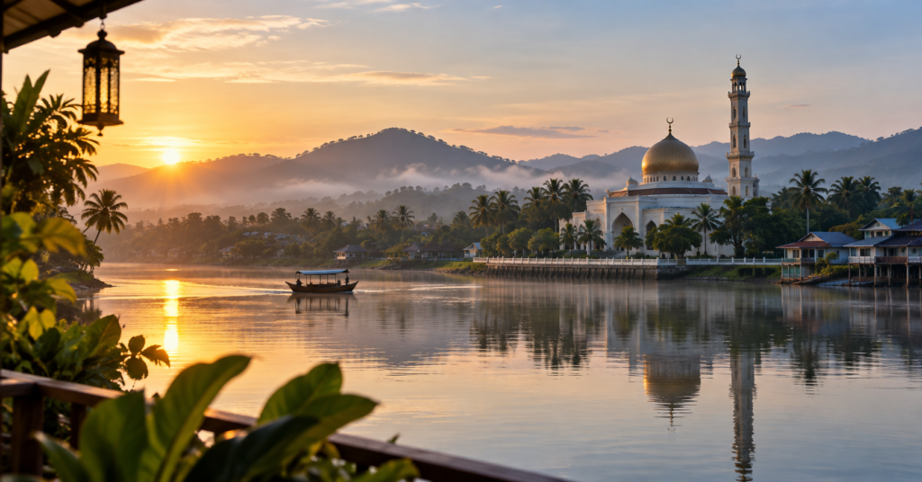 Sungai Palas tôt le matin.
