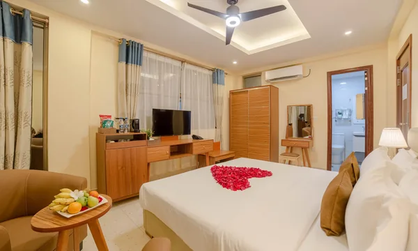 Amber Beach Hotel Hulhumale terrasse jardin face plage